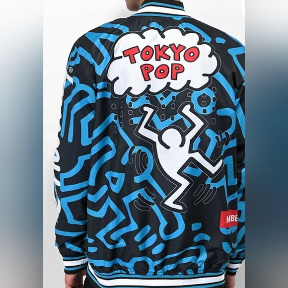 Members Only x Keith Haring Blue Tokyo Pop Bomber Jacket - Picture 3 of 3